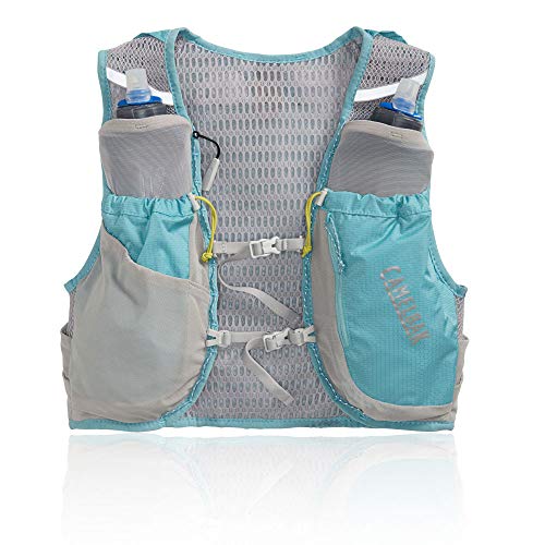 CamelBak Ultra Pro Vest W'S 6 l + 2 Quick Stow Flask (S,M,L) Run HIDRATACIÓN, Adultos Unisex, M Aqua Sea/Silver, 6 litros