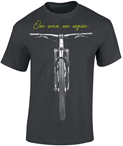 Camiseta de Bicileta: One Man One Engine - Regalo Ciclistas - Bici - BTT - MTB - BMX - Mountain-Bike - Downhill - Regalos Deporte - Divertida-s - Ciclista - Retro - Fixie Shirt - Outdoor (XXL)