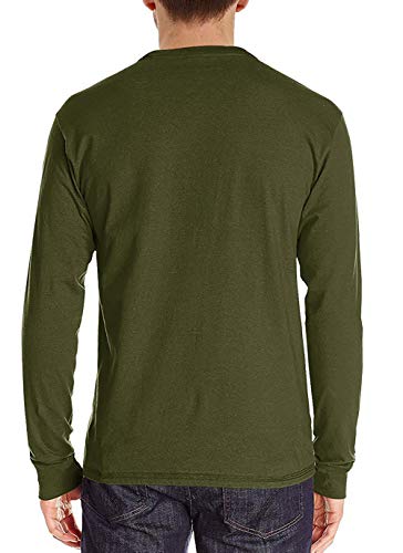 Camiseta de Manga Larga para Hombre Regular Camisa Ocio Color Sólido La Moda Blusa Superior Retro Henley Camisas 2019 Nuevo 10 Colores