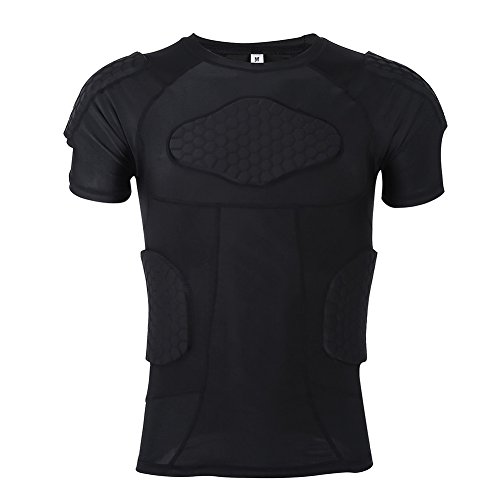 Camiseta de protección de manga corta de Vgeby, acolchada para jugar a fútbol, baloncesto, paintball, deportes de lucha, rugby, color T-Shirt M, tamaño medium