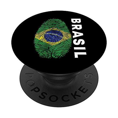 Camiseta del equipo de fútbol de Brasil con la bandera del ADN PopSockets PopGrip Intercambiable