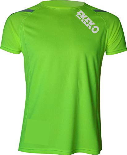 Camiseta EKEKO T Race DE Manga Corta para Hombre, Running, Atletismo, y Deportes en General. (XXL, Verde Lima)