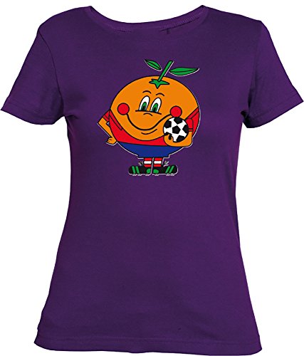 Camiseta Naranjito Chica EGB ochenteras 80´s Retro (M, Morado)