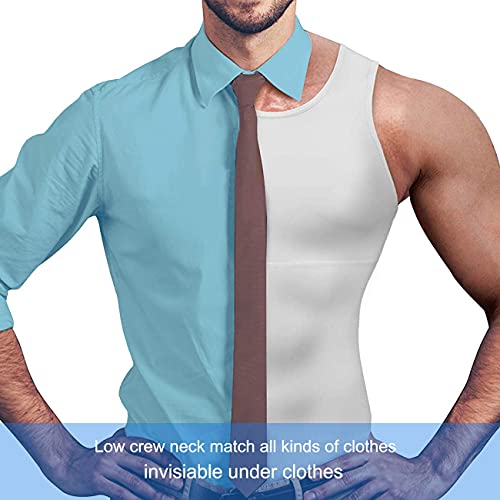 Camiseta Reductora Hombre Compresión, Camisetas Interiores Tirantes, Fajas Moldeadora Adelgazantes - Alta Elasticidad para Comprimir Pecho Abdomen y Cintura (Blanco, M)