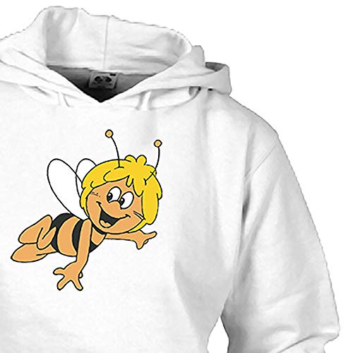 Camisetas EGB Sudadera Adulto/Niño Abeja Maya ochenteras 80´s Retro (Blanco, XL)