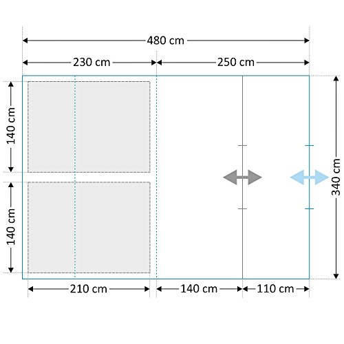 CampFeuer Tienda de Campaña Familiar Multi I 4 Personas I Columna de Agua de 5.000 mm I con Suelo y Pared Frontal Desplazable I Enorme Vestíbulo (Caqui y Azul)