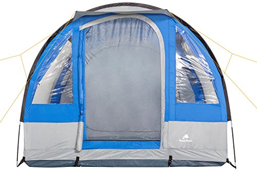 CampFeuer Tienda de Campaña Familiar Smart I 4 Personas I Columna de Agua de 2.000 mm I Tipo Tunel I 3 Entradas (Azul con Gris)