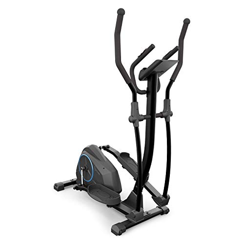 CAPITAL SPORTS Helix Air - Bicicleta elíptica, Volante de inercia 12kg, 24 Niveles, Correa de tracción, Pulsómetro, Soporte Tableta, Certificación TÜV, Tecnología MagResist, hasta 120kg, Antracita