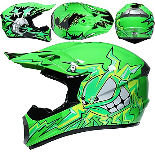 Cara Completa MTB Motocross Casco,con Gafas Máscara Guantes, Profesional Fuera del Camino Carreras Motocicleta MX ATV Scooter Casco, DOT Cuesta Abajo Enduro Quad Dirt Bike Choque Casco por Niños Niñas