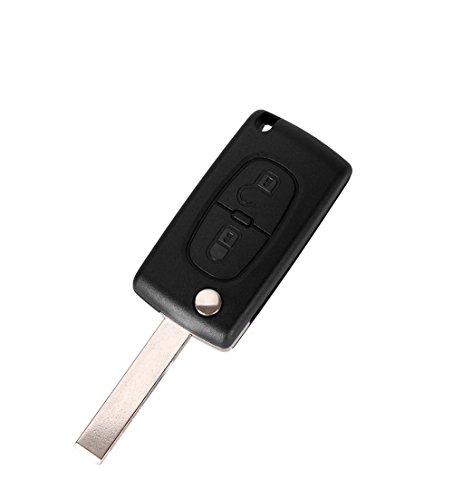 Carcasa llave para Peugeot 207 307 308 3008 5008 807 Expert Partner C2 C3 C4 C8 Berlingo Jumpy | CE0523 | 2 botones | Hoja con ranura | Modelo sin ranura para pilas
