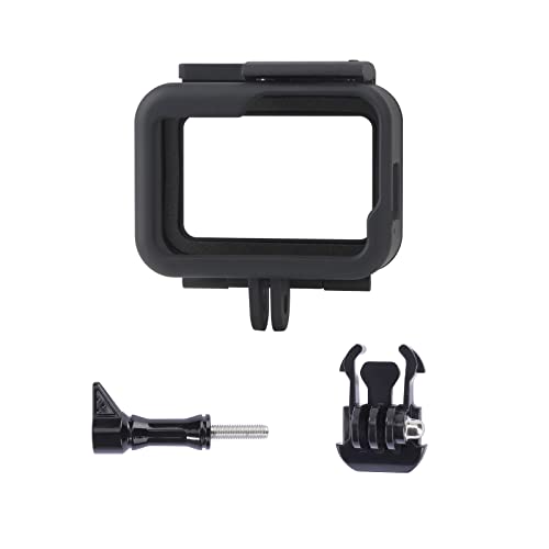 Carcasa Protectora para GoPro Hero 8 Black Marco Montura Plástico Funda con Instale la Base y los Tornillos Negro