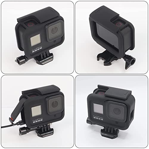 Carcasa Protectora para GoPro Hero 8 Black Marco Montura Plástico Funda con Instale la Base y los Tornillos Negro