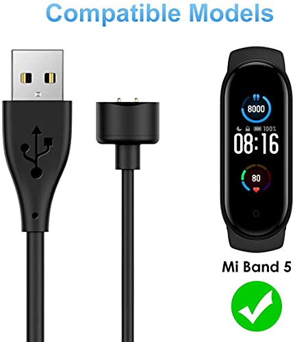 Cargador Compatible con Xiaomi Mi Band 5, 1PCS Cables de Carga USB de Repuesto Adaptador de Cargador de Base Compatible con mi Band 5