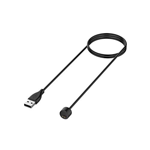 Cargador Compatible con Xiaomi Mi Band 6/Mi Band 5 Cargador + 2 Unidades Protector De Pantalla, Cable de Carga de Repuesto Base de Carga USB Cargador(Negro,50cm)