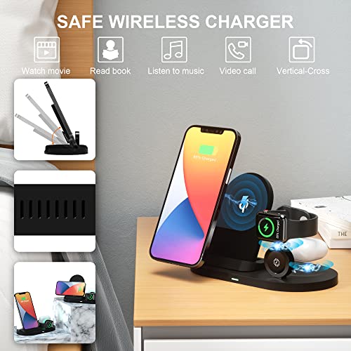 Cargador Inalámbrico, NEEKFOX 15W 3 en 1 Cargador Inalámbrico Rápido, Wireless Charger para iWatch Series SE 7/6/5/4/3/2/1, Estación de Carga Inalámbrica para i Phone 13/12/11/Pro MAX/XR/XS MAX/XS