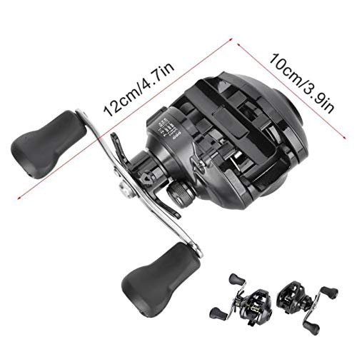 Carretes de pesca Baitcasting Reel Todo el carrete de metal Reel de perfil de bajo perfil 7.2: 1 Línea de pesca de freno magnético Línea de la rueda Carrete de arrastre de la carreta izquierda / derec