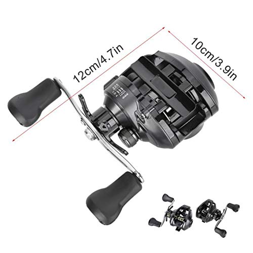 Carretes de pesca Baitcasting Reel Todo el carrete de metal Reel de perfil de bajo perfil 7.2: 1 Línea de pesca de freno magnético Línea de la rueda Carrete de arrastre de la carreta izquierda / derec