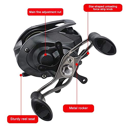 Carretes de pesca Baitcasting Reel Todo el carrete de metal Reel de perfil de bajo perfil 7.2: 1 Línea de pesca de freno magnético Línea de la rueda Carrete de arrastre de la carreta izquierda / derec