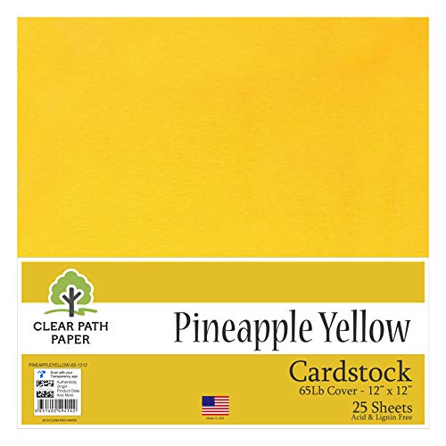 Cartulina amarillo piña - 12 x 12 inch / 30,5 cm x 30,5 cm - 65Lb Cover / 176g/m² - 25 Unidades