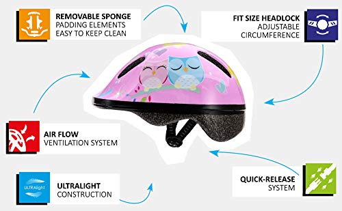 Casco Bicicleta Bebe Helmet Bici Ciclismo para Niño - Cascos para Infantil Bici Helmet para Patinete Ciclismo Montaña BMX Carretera Skate Patines monopatines MV6-2 (S(48-52cm), Owl)