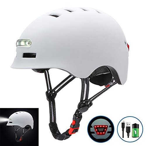 Casco Bicicleta Ciclismo para Adulto - Casco de Bicicleta con Luz LED Unisex Casco de Bicicleta Protegido para Carreras de Ciclismo Skateboarding al Aire Libre Seguridad Superligero Ajustable, L