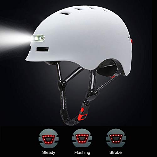 Casco Bicicleta Ciclismo para Adulto - Casco de Bicicleta con Luz LED Unisex Casco de Bicicleta Protegido para Carreras de Ciclismo Skateboarding al Aire Libre Seguridad Superligero Ajustable, L