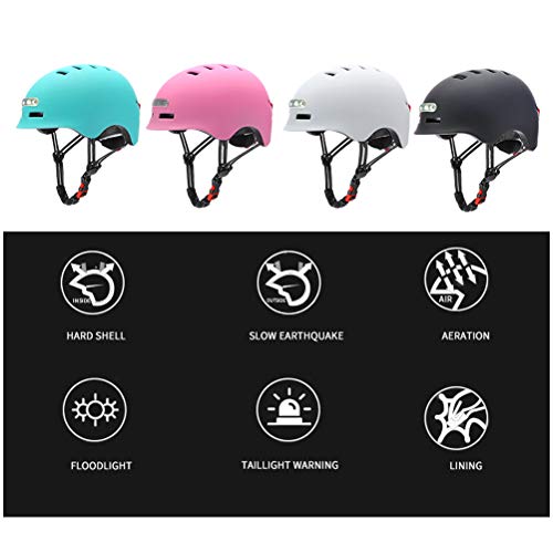 Casco Bicicleta Ciclismo para Adulto - Casco de Bicicleta con Luz LED Unisex Casco de Bicicleta Protegido para Carreras de Ciclismo Skateboarding al Aire Libre Seguridad Superligero Ajustable, L