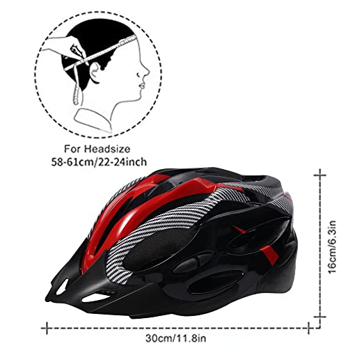 Casco de Bicicleta de Montaña, Casco de Bicicleta para Adultos Casco Ajustable con Visera Extraíble Casco de Bicicleta MTB City Specialized para Bicicleta de Montaña y para Hombres y Mujeres Rojo