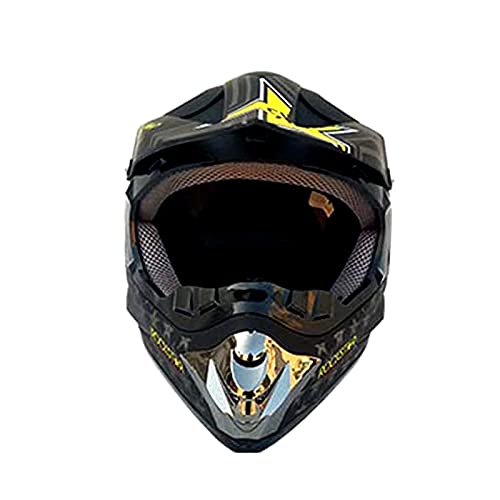 Casco de bicicleta de montaña con gafas y guantes, máscara de protección, casco para niños, casco de protección para moto, quad y cross (54-55 cm)