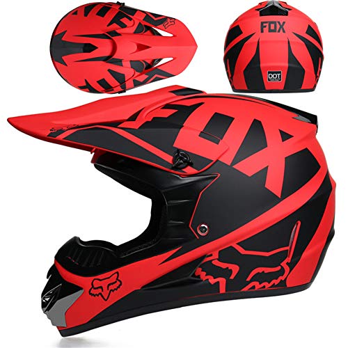 Casco De Moto De Cross-Country ZYLH, Casco De Cross con Gafas, Casco para Jóvenes, Casco De Cross para Niños, Casco De Descenso para Niños, Protección Facial Combinada (M(55-56cm)