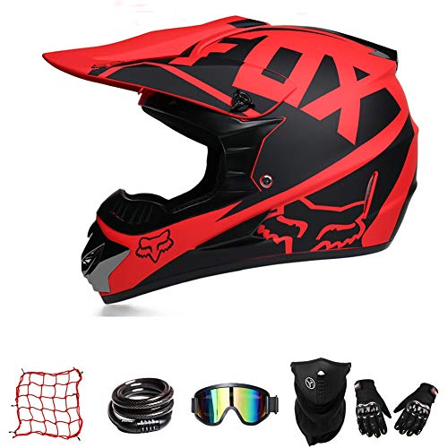 Casco De Moto De Cross-Country ZYLH, Casco De Cross con Gafas, Casco para Jóvenes, Casco De Cross para Niños, Casco De Descenso para Niños, Protección Facial Combinada (M(55-56cm)