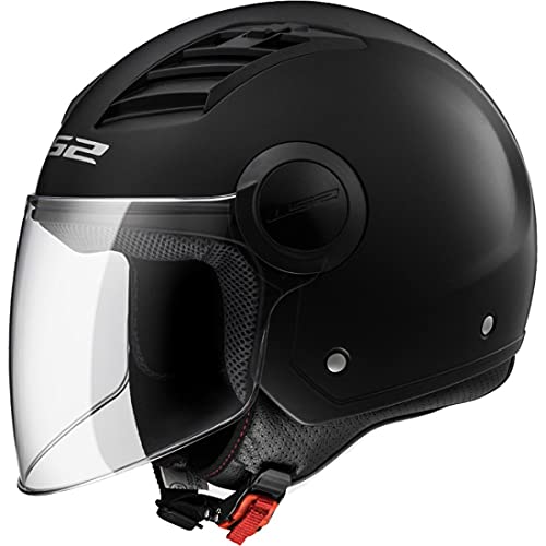 Casco del ciclomotor – LS2 of562 Airflow Casco Moto Scooter Vespa Demi Jet Retro Open Face Touring Vintage casco abierto L negro mate