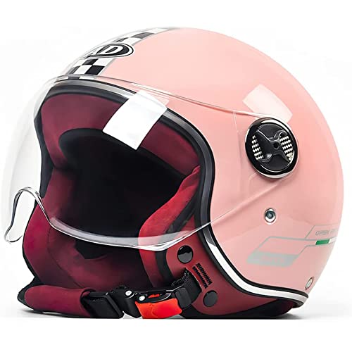 Casco Jet Retro para Motocicleta, con Visera Casco Moto para Mujer Hombre para Adulto Cuatro Temporadas ConduccióN ECE Homologado para Cruiser Chopper Scooter Crash Casco G,54-59CM