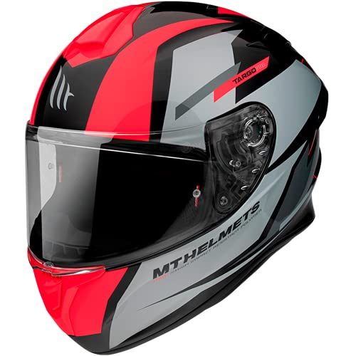 Casco Moto Integral homologado MT Targo Pro Modelo Sound A5 Rojo Fluor Brillo Dot Unisex Talla (L)