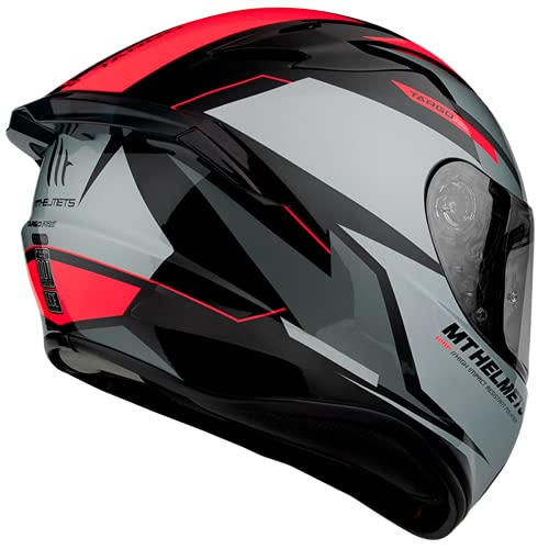 Casco Moto Integral homologado MT Targo Pro Modelo Sound A5 Rojo Fluor Brillo Dot Unisex Talla (L)