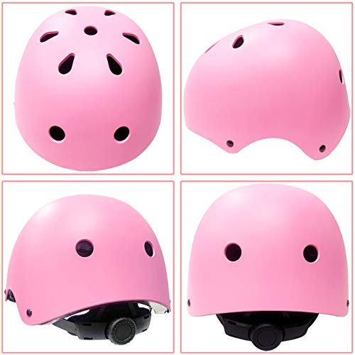 Casco para niños y niñas Casco cómodo Ajustable de Seguridad para patineta, patineta, Bicicleta (3-8 años) (Pink, S(3-8years Old))