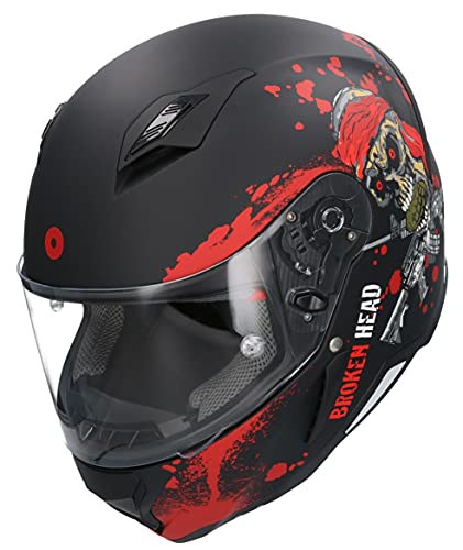 Casco Shiro SH-890 Broken Head Negro Mate Y Rojo EDICION Limitada HOMOLOGADO Unisex con PINLOK Incluido L