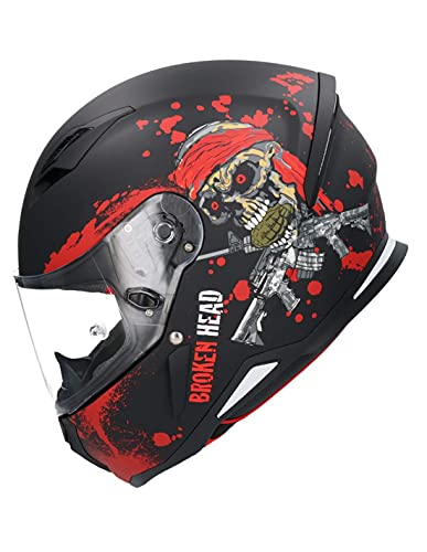 Casco Shiro SH-890 Broken Head Negro Mate Y Rojo EDICION Limitada HOMOLOGADO Unisex con PINLOK Incluido L