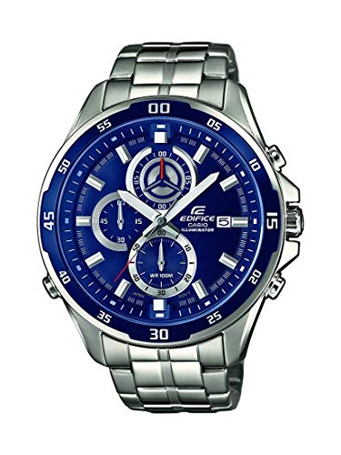 Casio EDIFICE Reloj en caja sólida, 10 BAR, Azul, para Hombre, con Correa de Acero inoxidable, EFR-547D-2AVUEF