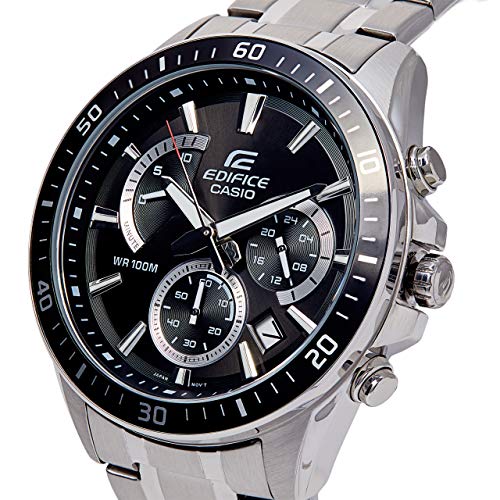 Casio EDIFICE Reloj en caja sólida, 10 BAR, Negro, para Hombre, con Correa de Acero inoxidable, EFR-552D-1AVUEF