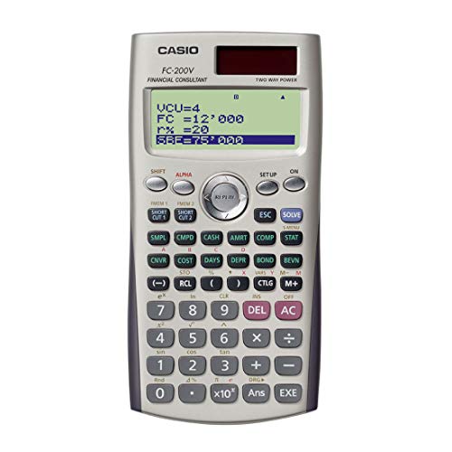 Casio FC-200V - Calculadora financiera, 12.2 x 80 x 161 mm, dorado