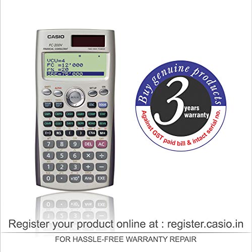 Casio FC-200V - Calculadora financiera, 12.2 x 80 x 161 mm, dorado