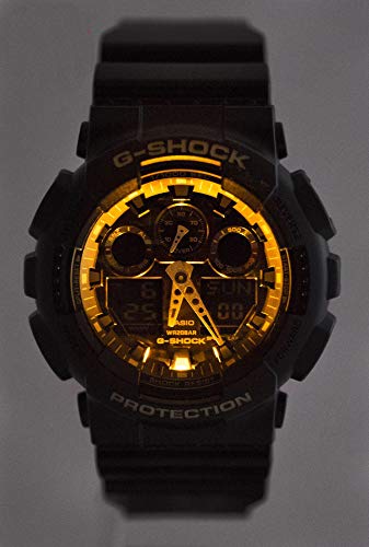 Casio G-SHOCK Reloj Analógico-Digital, 20 BAR, Negro/Amarillo, para Hombre, GA-100CF-1A9ER