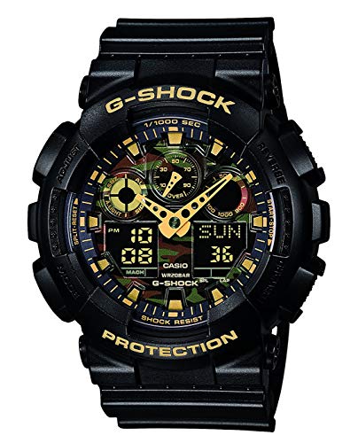 Casio G-SHOCK Reloj Analógico-Digital, 20 BAR, Negro/Amarillo, para Hombre, GA-100CF-1A9ER