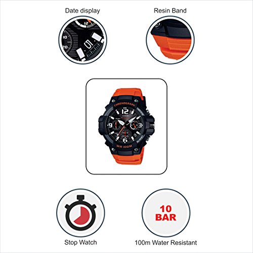 Casio Men's 'Heavy Duty Chronograph' Quartz Stainless Steel and Resin Casual Watch, Color:Orange (Model: MCW100H-4AV)