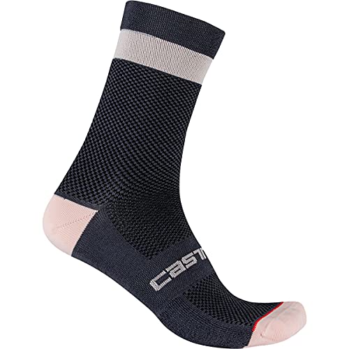 castelli Alpha W 15 Sock Calcetines, Mujer, Acero Azul Oscuro y Rosa Suave, S/M