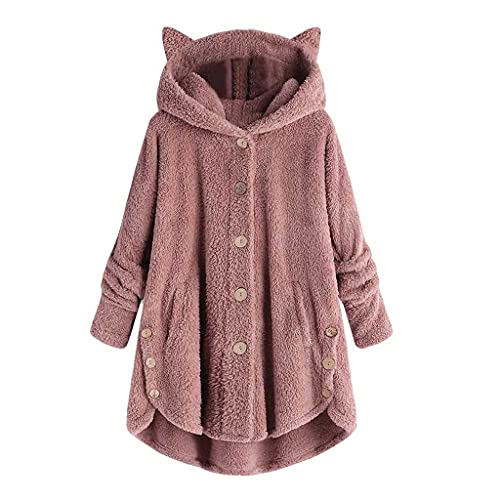 Casual Pullover Ropa de Fleece Sudadera Con Capucha de Mujer Con Bolsillo Con Orejas de Gato Sudadera Informal Mujer de Caliente Abrigo Mujer Invierno Baratos Cárdigans 5 Colors Rosa Grande S-5XL