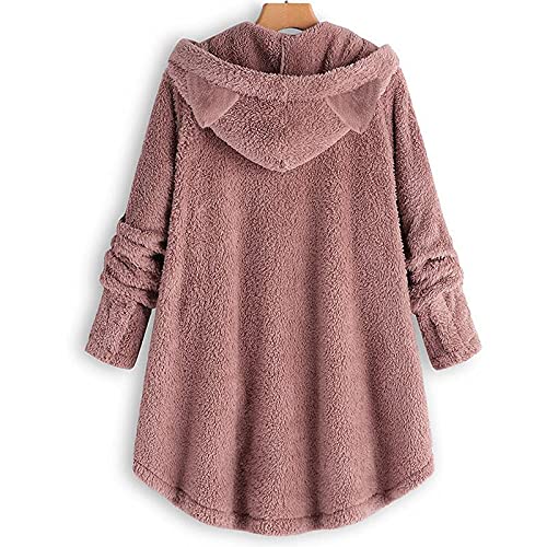 Casual Pullover Ropa de Fleece Sudadera Con Capucha de Mujer Con Bolsillo Con Orejas de Gato Sudadera Informal Mujer de Caliente Abrigo Mujer Invierno Baratos Cárdigans 5 Colors Rosa Grande S-5XL