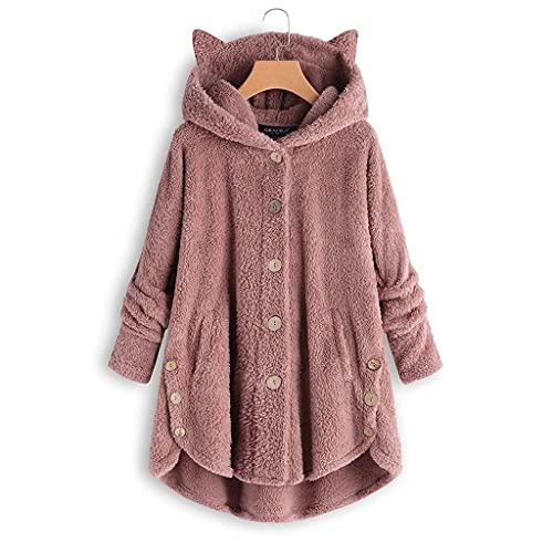 Casual Pullover Ropa de Fleece Sudadera Con Capucha de Mujer Con Bolsillo Con Orejas de Gato Sudadera Informal Mujer de Caliente Abrigo Mujer Invierno Baratos Cárdigans 5 Colors Rosa Grande S-5XL