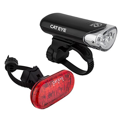 CAT EYE, HL-EL135 Faro y Omni 3 Luz Trasera Luz LED Set para Bicicletas